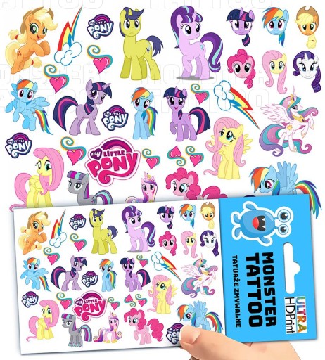 UMÝVAJÚCE DOČASNÉ TETOVANIE PRE DETI MY LITTLE PONY ORIGINÁLNE DIZAJNY