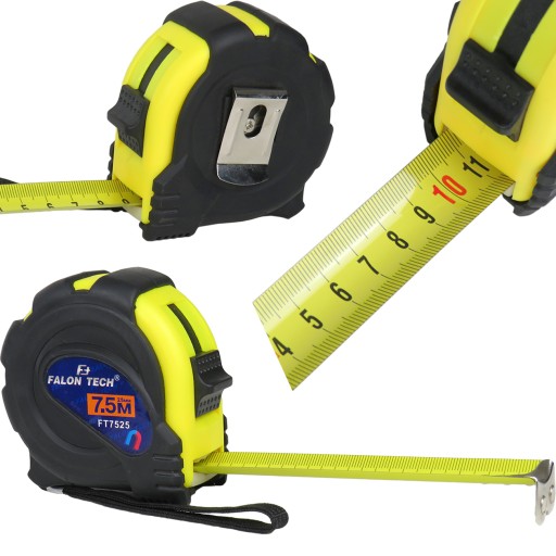 Falon-Tech 7,5 m skladací zvinovací meter kovový zvinovací meter so zámkom PRO