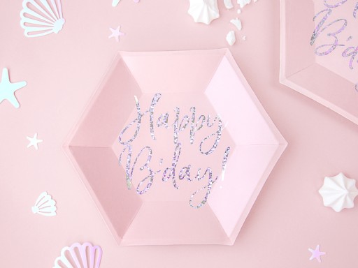 Happy Birthday Ružové narodeninové taniere 6 ks