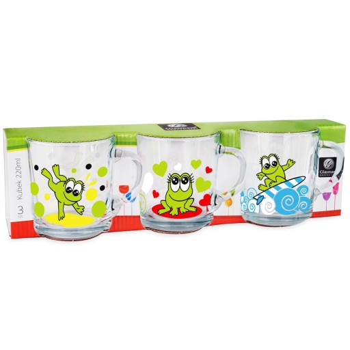 Sklenené hrnčeky Glasmark poháre Tola 200ml Mix Animals 3 ks
