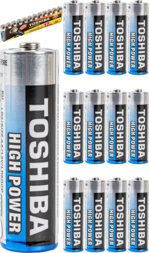 Alkalické batérie AA LR6 12 ks TOSHIBA 1,5V HIGH POWER +45%
