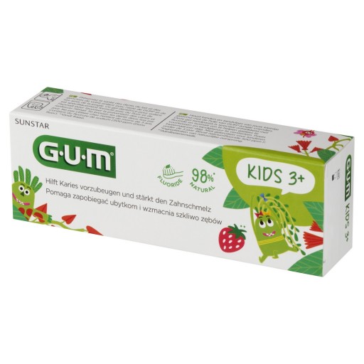 Jahodová zubná pasta pre deti 3+ GUM KIDS Sunstar 50 ml