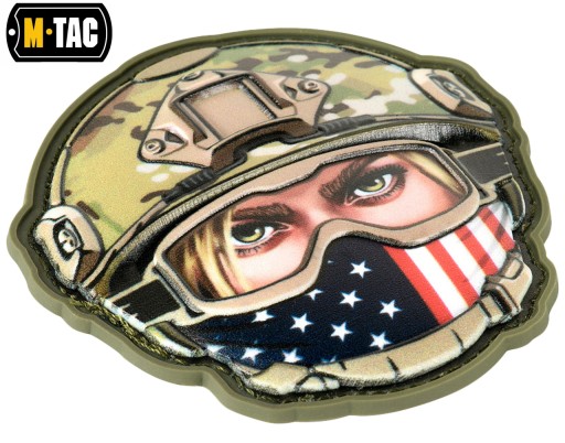 3D NÁŠIVKA NA VELCRO EMOJI ŽENA SO ŠATKOU USA OKULIARE NA PRILBU M-TAC PVC