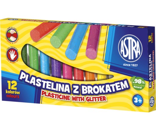 Plastelína 12 farieb s trblietkami