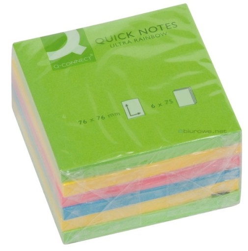 Samolepiaci notebook Q-Connect 76x76mm /450k/ 6 Col.