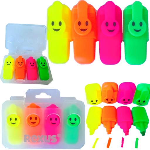 MINI REXUS FLUO ZNAČOVAČE SMILE ZVÝRAZŇUJE 4 FARBY