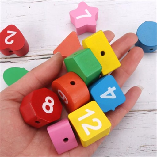 DREVENÝ TRIEDIČ PUZZLE HODINKY + KORÁLKY 2v1