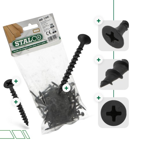 Oceľové fosfátové skrutky 4,2x70mm do dreva, 100 ks STALCO