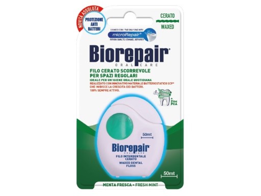 Voskovaná zubná niť Biorepair na čistenie zubov - 50m