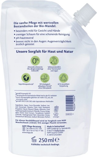 HIPP Duck umývacia pena 250ml Doplňovacie vrecko