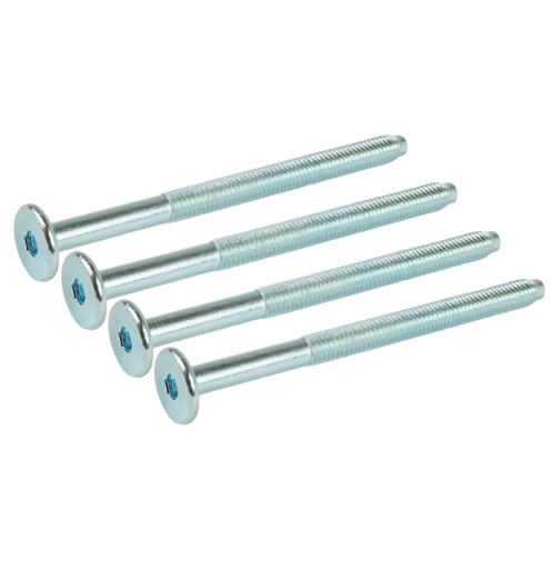 10x metrická skrutka M6 x 80 mm biela pozinkovaná nábytková skrutka s vložením