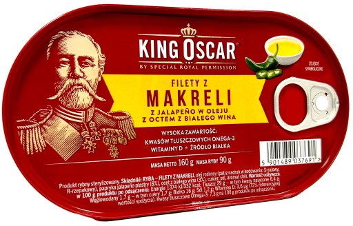 Filety z makrely s Jalapeno v oleji a bielom vínnom octe 160G King Oscar
