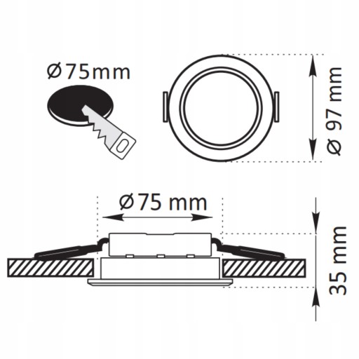 ZOE 4,8W 4000K LED svietidlo pod omietku, ČIERNA