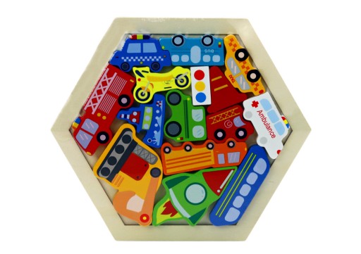 Puzzle Jigsaw Vehicles Rocket Drevené bloky farebné 15 dielikov.
