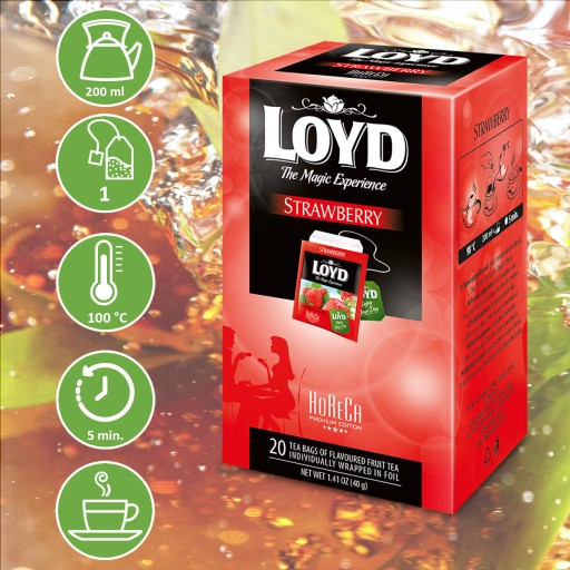 Ovocný čaj v obálkach Horeca Jahoda pre gastronómiu 20T LOYD