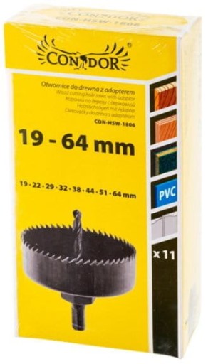 Sada dierovacích píl s adaptérom: 19-64 mm 11 ks.