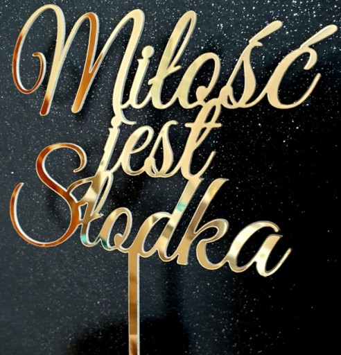 Topper nápis Love is sweet gold gold mirror