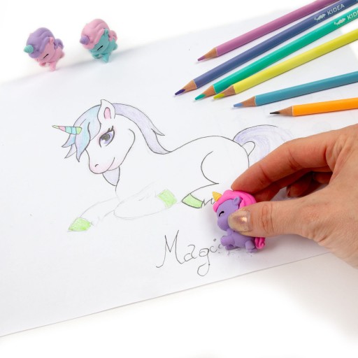 KIDEA darčeková sada školská ceruzka, pastelky a gumy Unicorn