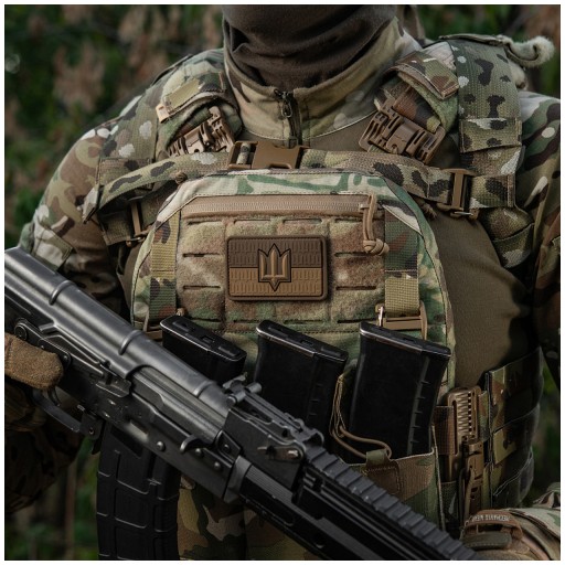 3D nášivka na vlajku Ukrajiny s emblémom Trident M-Tac 8x5 cm PVC Coyote na suchý zips