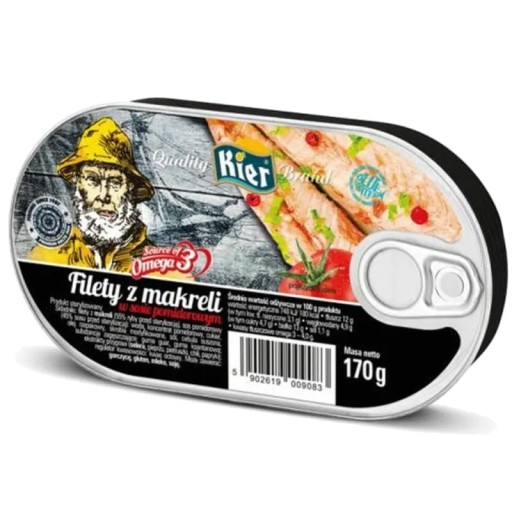 Filety z makrely v paradajkovej omáčke Filety z makrely v paradajke 170g KIER