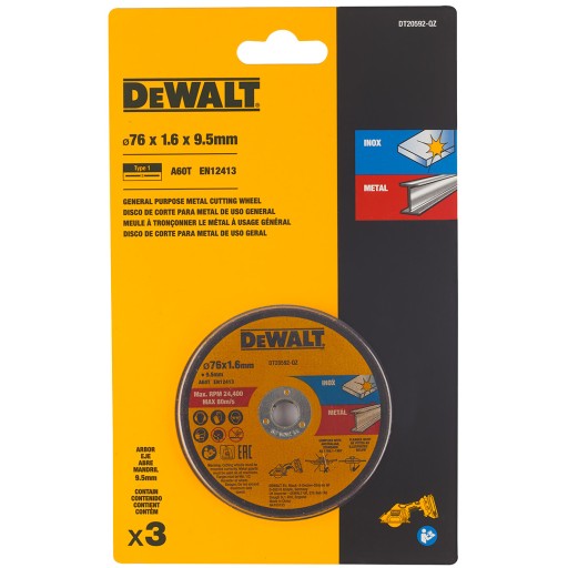 3x kovový kotúč 75x1,6mm DCS438 DeWALT DT20592