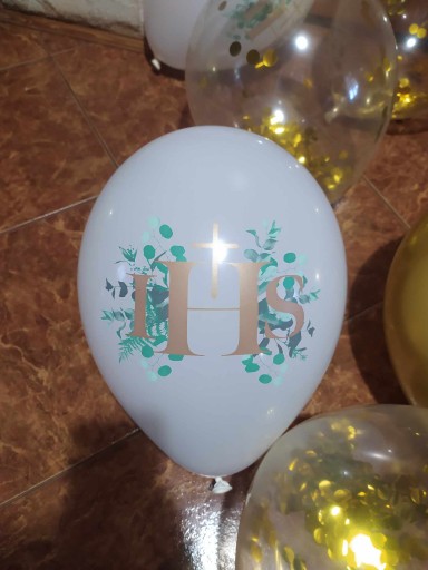 Prijímanie latexové balóniky Sväté prijímanie Eukalyptus IHS Mix 20 kusov