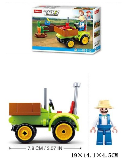SLUBAN BLOCKS TRAKTOR TRAKTOR POĽNOHOSPODÁRSKE VOZIDLO FARMA POSTAVA FARMÁR FARMÁR