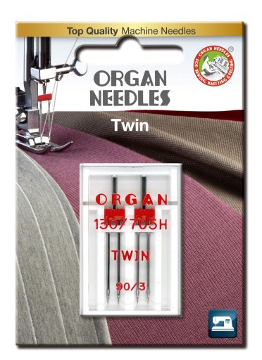 Dvojitá ihla poloplochá 130/705H Organ TWIN 90/3mm