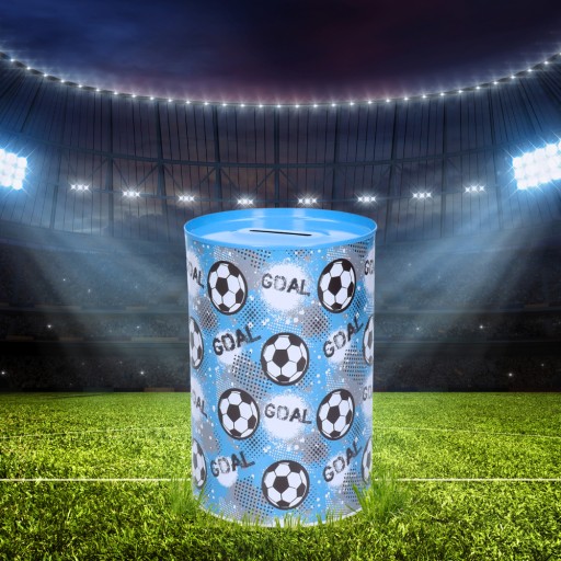 KOVOVÁ KANZIČKA BANKOVKY FUTBAL XXL DARČEK
