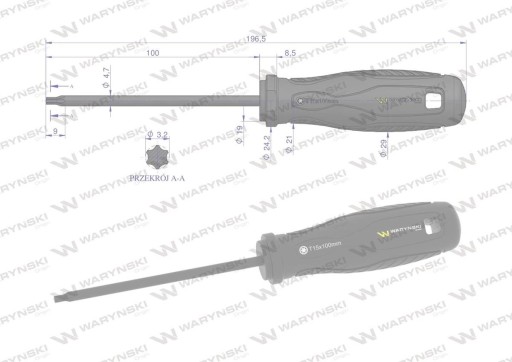 skrutkovač T15. 100 mm. SVCM oceľ. Waryński, WMW026