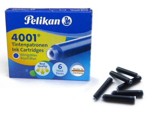 PELIKAN krátke modré perá, 6 kusov