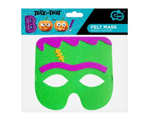 Halloweenska plsťová maska Frankenstain Green Monster