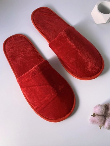 PAPUČKY DOMÁCE PAPUČKY PRE HOSTÍ HOTELA, PRIKRÝVANÉ 29 cm ČERVENÉ - 1 PÁR