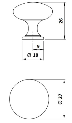 NÁBYTKOVÁ KĽÚČKA LOFT ÚCHYTKA, MATNÁ ZLATÁ, 27 MM