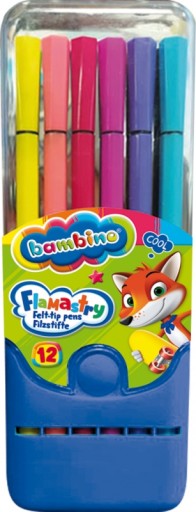 12-farebné fixky v plastovej krabičke Bambino