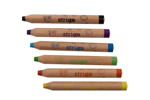 PRVÉ DREVENÉ pastelky, HRUBÉ JUMBO, 6 FARIEB, orezávatko