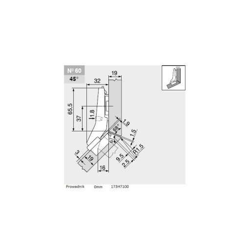 BLUM 79B9658 CLIP TOP BLUMOTION uhlový +45° BLUM
