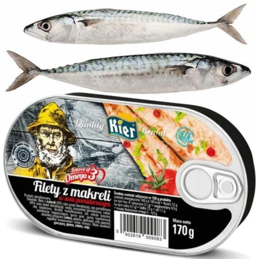 Filety z makrely v paradajkovej omáčke Filety z makrely v paradajke 170g KIER