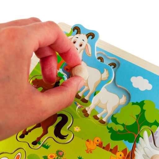 INTERAKTÍVNA HRAČKA VZDELÁVACIE DREVENÉ BLOKY PRE DETI FARM PUZZZZ