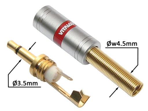 JACK konektor 3,5 mm 2P TS mono HQ CHROME VITALCO