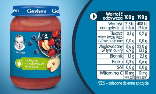 Dezert: jablká, jahody, bobule Gerber, 190 g