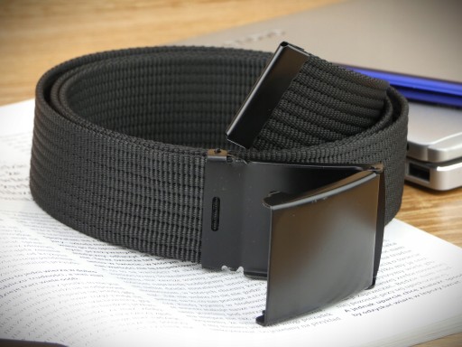 MATNÁ Kovová BUCKLE Tkaný opasok, čierny, 115 cm