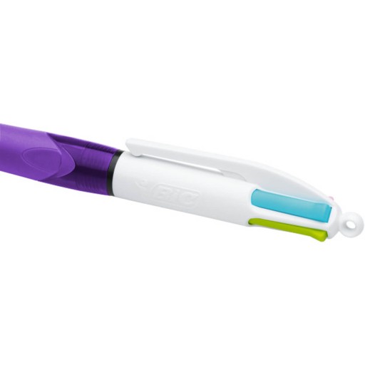 BIC 4 Colors Grip Fashion automatické guľôčkové pero, fialové, 4 farby náplní