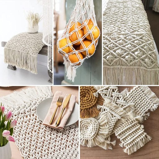 Béžová bavlnená struna pre Macrame 5mm 100m ECO