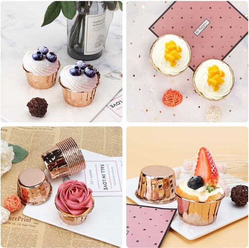 MUFFIN LINERS formičky na košíčky DECORATIONS narodeninové ružové zlato 20ks