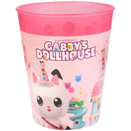 OPÄTOVNE POUŽITEĽNÝ plastový hrnček červený CAT HOUSE GABI gabbys ružový 250 ml