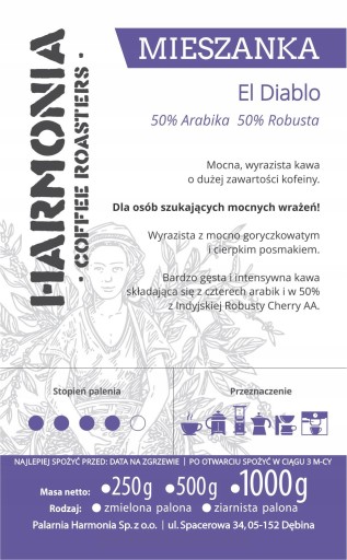 HARMONIA El Diablo 50% zrnková káva Robusta 250g
