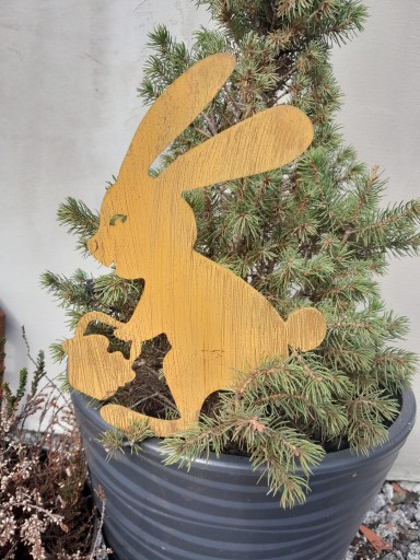 Králik s košíkom Dekorácia Záhradná dekorácia A-board Corten Effect