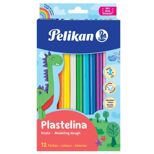 Plastelína školská 12 farieb 9x170mm 200g PELIKAN