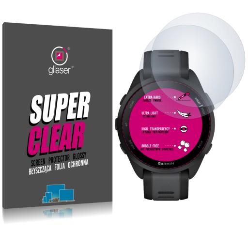 Ochranná fólia GLLASER SuperClear SC pre Garmin Forerunner 165 / 2 kusy